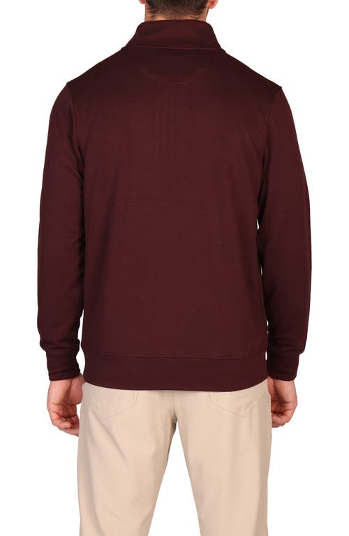Tailorbyrd Rib Knit Quarter Zip Pullover In Burgundy