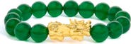 Haus of Brilliance 18K Yellow Gold Green Agate Beaded Bracelet with Dragon Charm