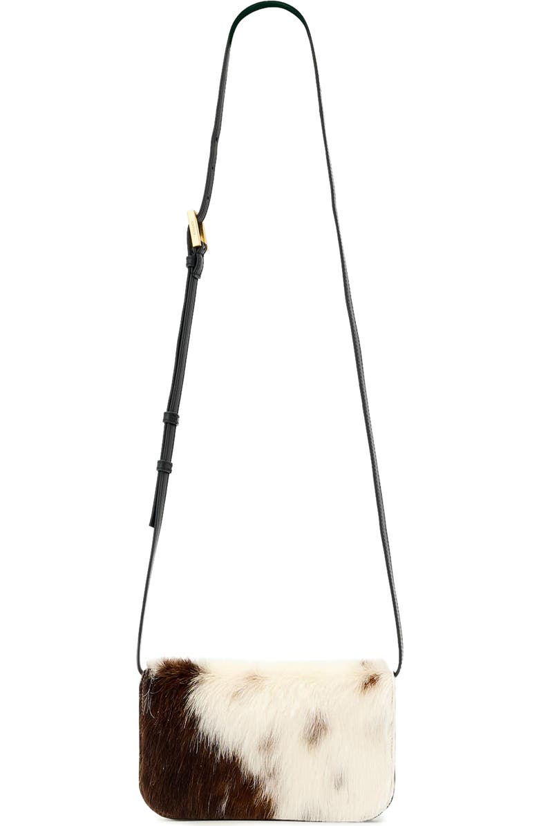 AllSaints Maeve Genuine Calf Hair & Leather Crossbody Wallet, Main, color, Cow Print