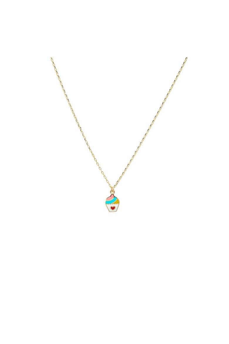 Kids Rainbow Cupcake Necklace 14K, Main, color, Multi-Color/14K Gold