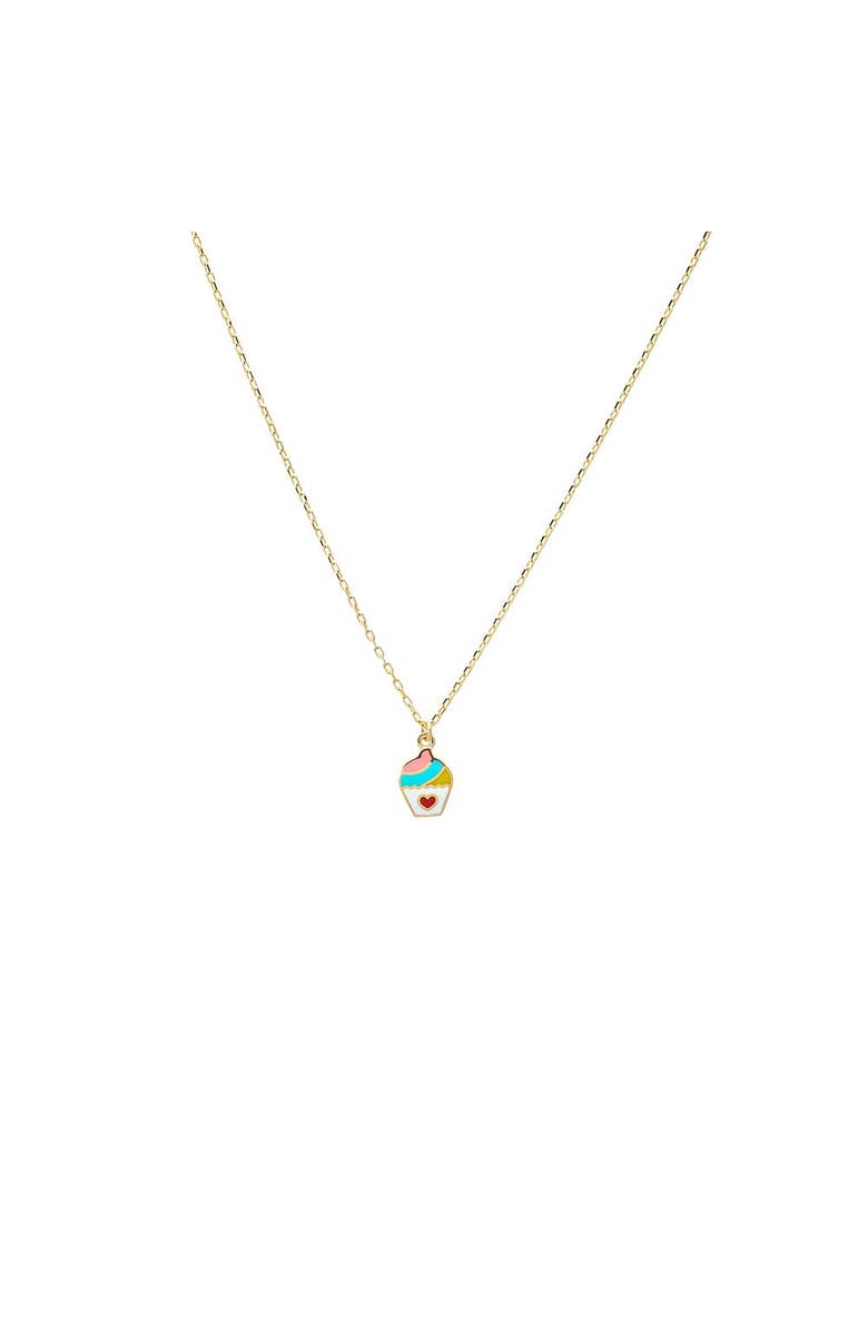 BY ADINA EDEN Kids Rainbow Cupcake Necklace 14K, Main, color, Multi-Color/14K Gold