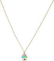 BY ADINA EDEN Kids Rainbow Cupcake Necklace 14K