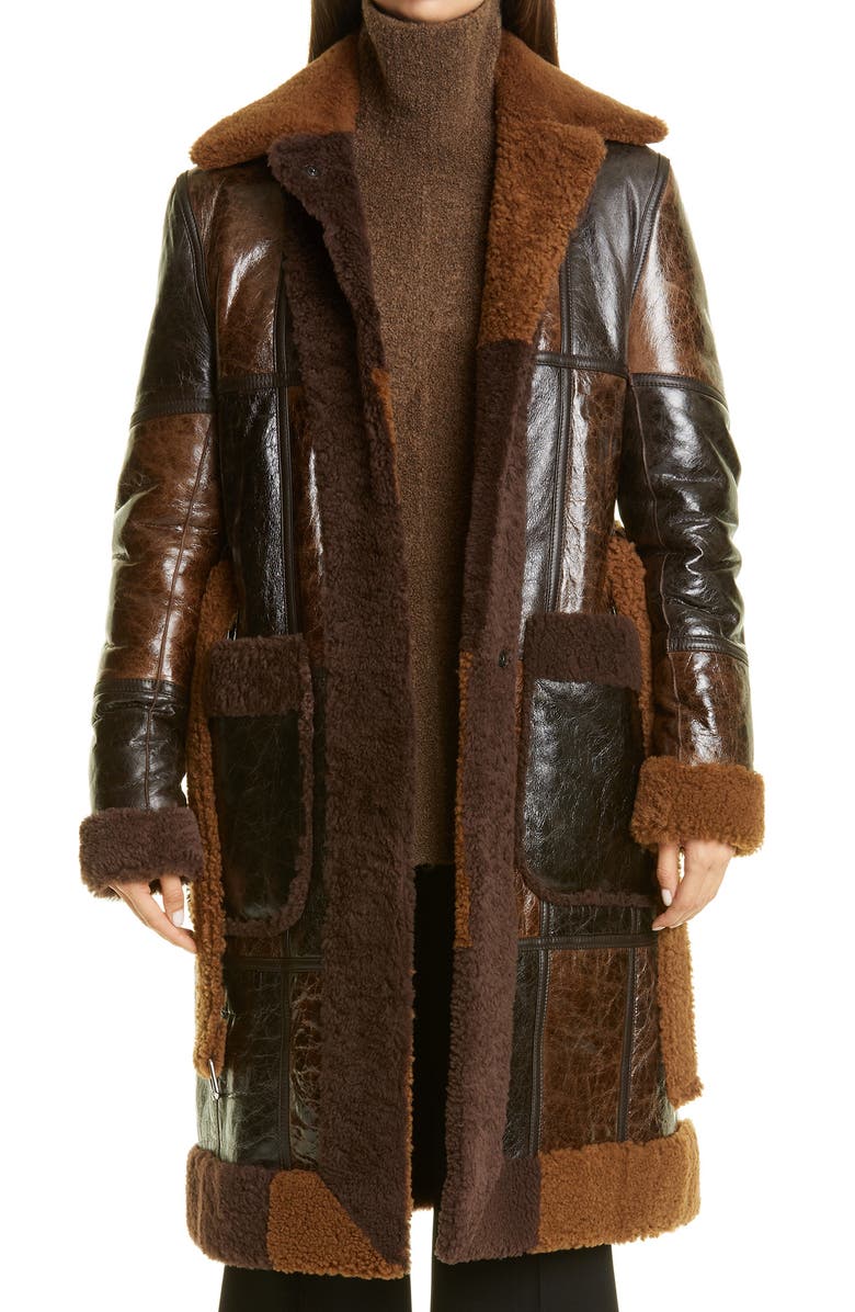 Peter Do Colorblock Reversible Genuine Shearling Coat, Main, color, 
