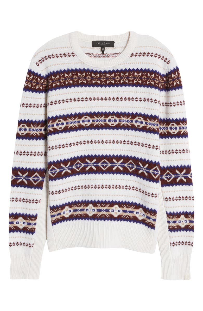 rag & bone Wesley Fair Isle Wool Crewneck Sweater, Alternate, color, Whtmlti