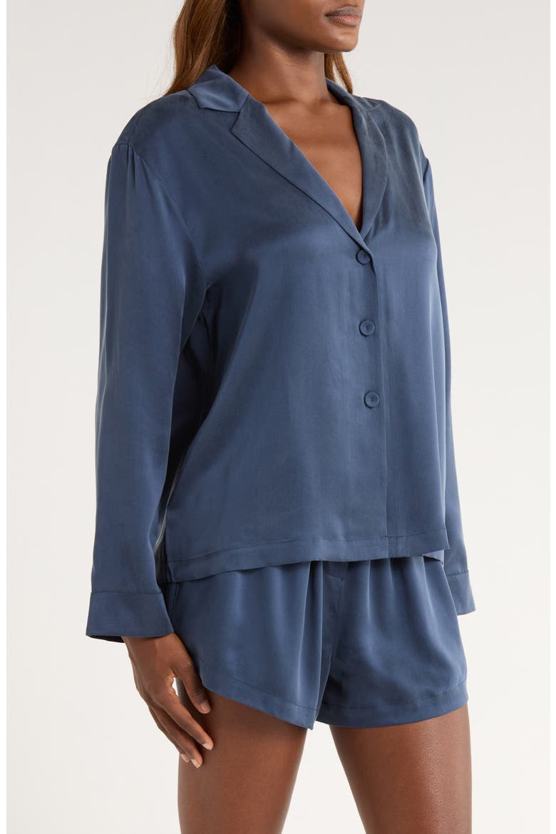 Washable Silk Short Pajamas, Alternate, color, DEEP BLUE