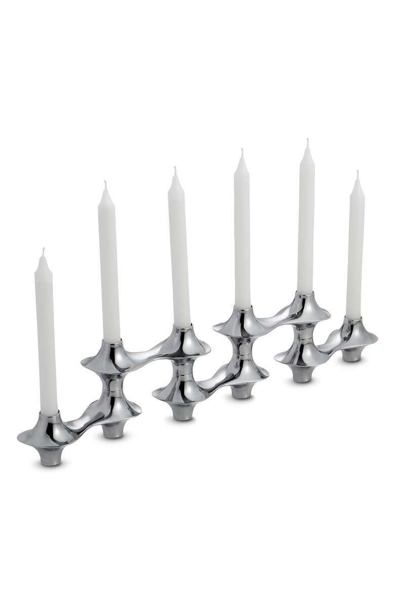 Nambé Cortina Hinged Candelabra, Main, color, Metallic Silver