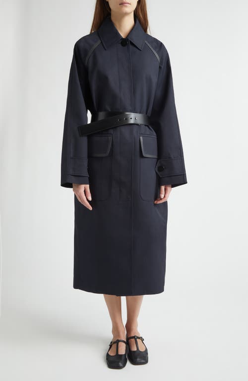 Nackiyé Nackiyè Discrete Virgin Wool Gabardine Trench Coat In Blue