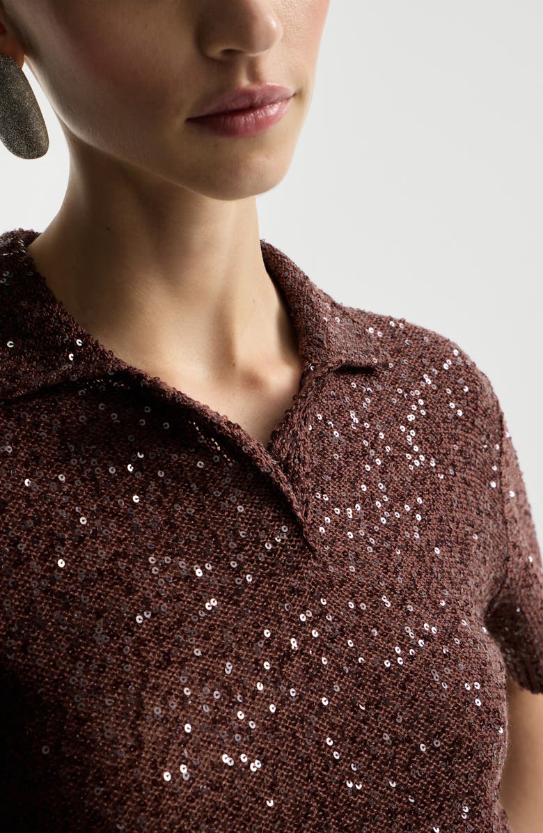 Brunello Cucinelli Polo-style sweater, Alternate, color, Bordeaux