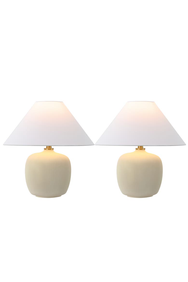 Delphi 18.25" Minimalist Scandinavian Resin/Iron LED Table Lamp, Alternate, color, Matte Cream