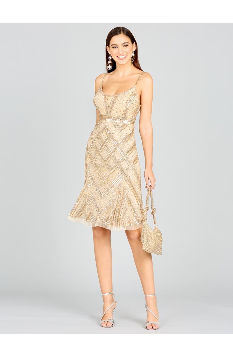 LARA New York Beaded Midi Dress, Main, color, Nude