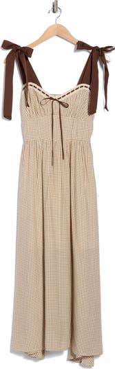 Gingham Tie Strap Fit & Flare Sundress