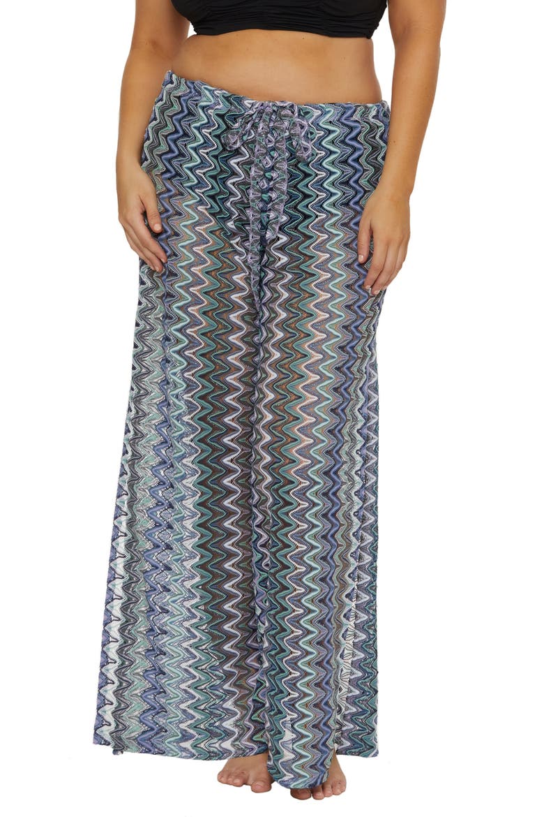 Sundown Open Knit Cover-Up Pants, Main, color, AQUA SEA MULTI