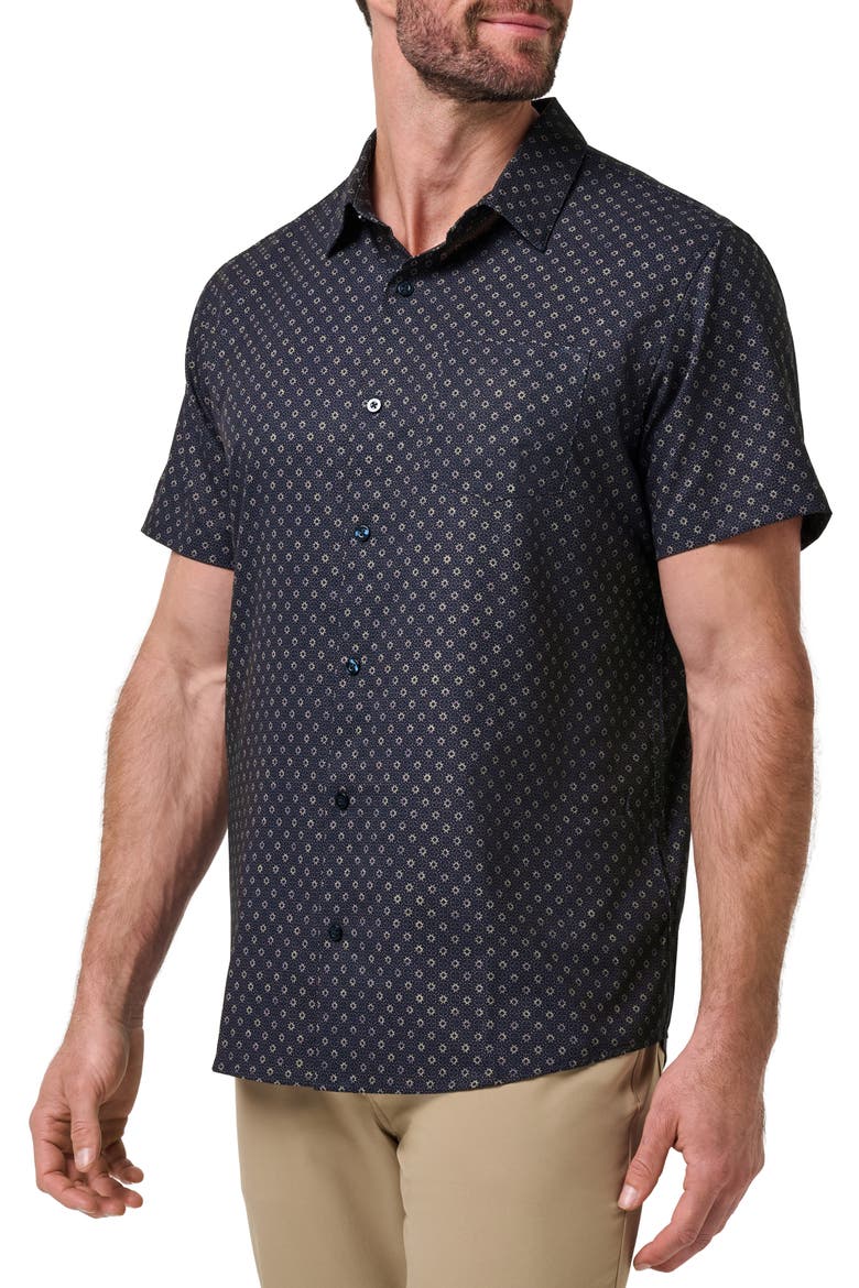 Techwoven Beach Hut Short Sleeve Performance Button-Up Shirt, Alternate, color, TOTAL ECLIPSE