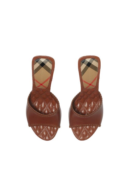 Burberry Round Toe High Heel Sandals In Chestnut