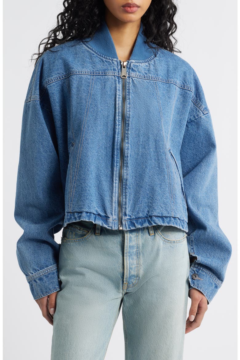 Relaxed Fit Denim Flight Jacket, Alternate, color, DENIM BLUE