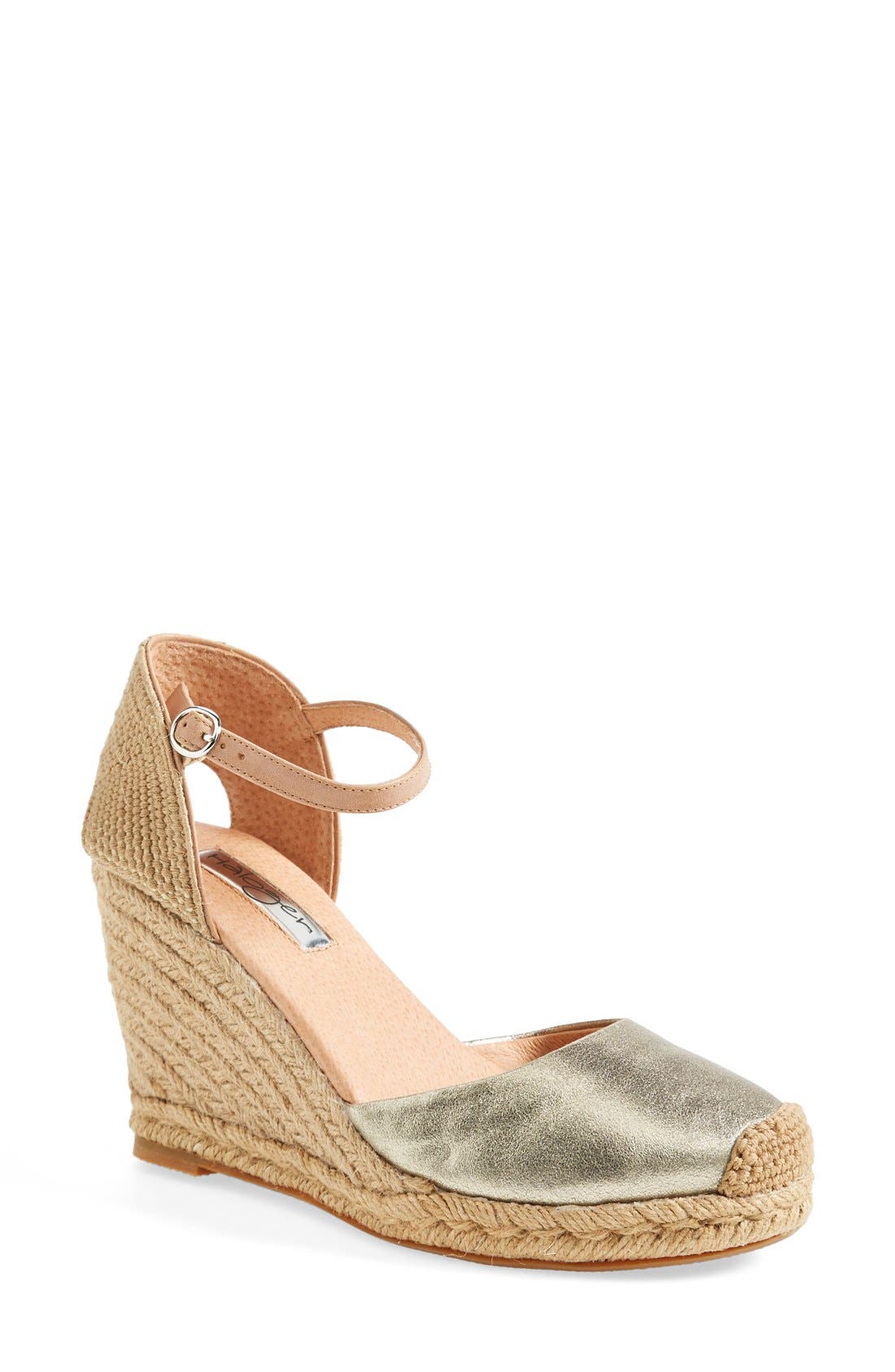 'Sandra' Wedge Espadrille, Main, color, GOLD LEATHER