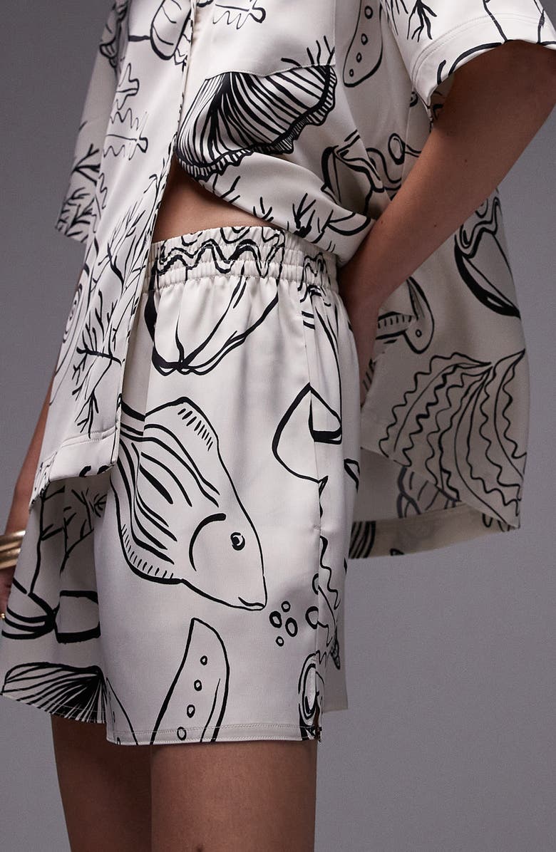 Topshop Satin Shorts, Alternate, color,