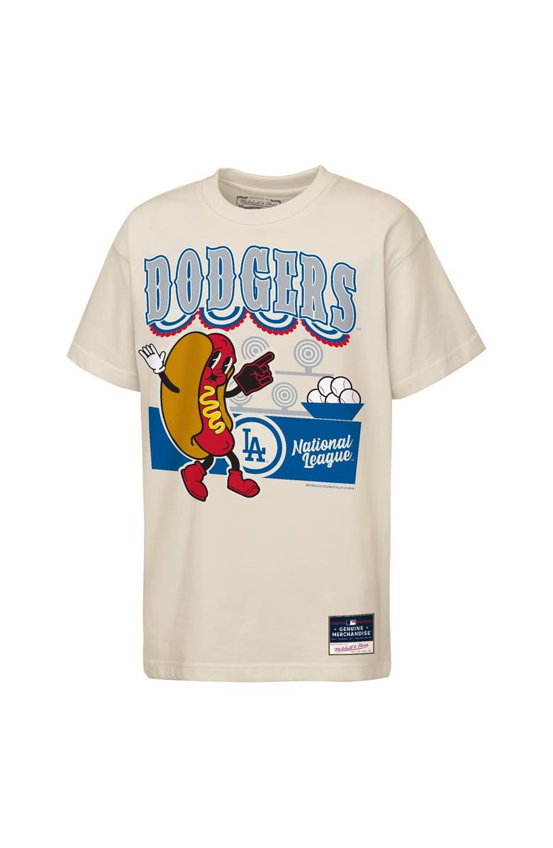 Mitchell & Ness Youth Mitchell & Ness Cream Los Angeles Dodgers Step Back Up Mascot T-Shirt, Main, color, Cream