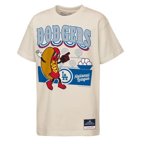 Youth Mitchell & Ness  Cream Los Angeles Dodgers Step Back Up Mascot T-Shirt