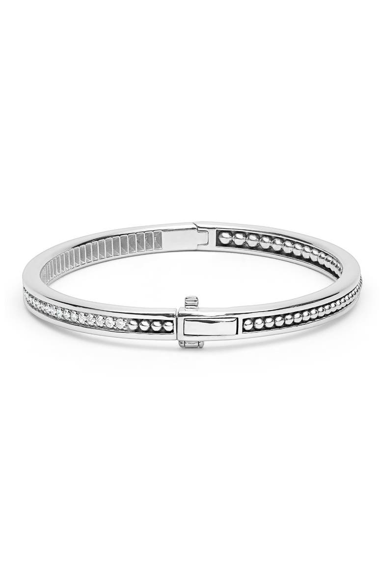 Caviar Spark Diamond Bangle Bracelet, Alternate, color, SILVER