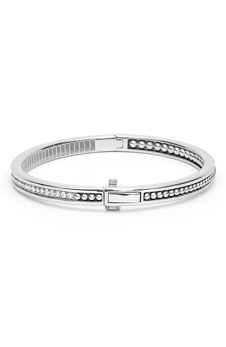 LAGOS Caviar Spark Diamond Bangle Bracelet, Alternate, color, Silver
