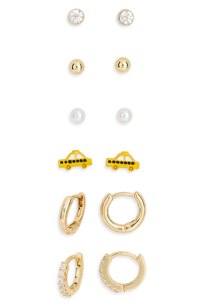6-Pack Taxi Assorted Earrings Set, Alternate, color, YELLOW MULTI- GOLD