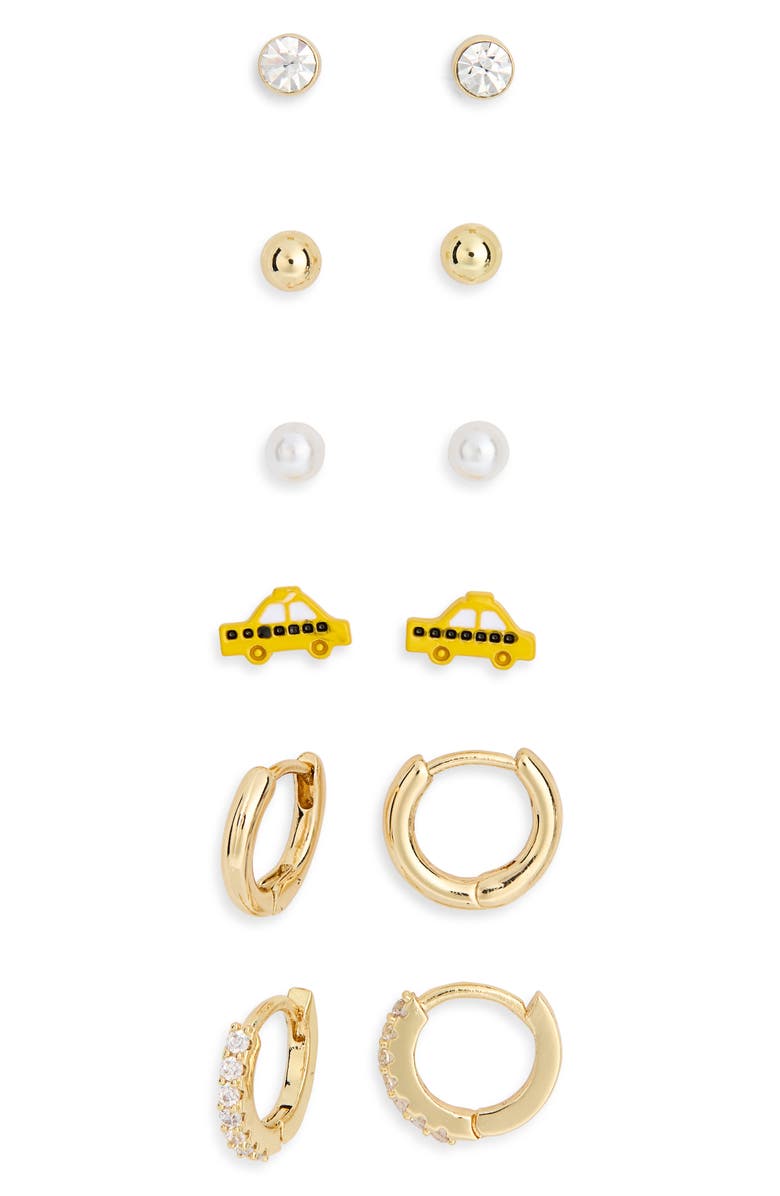 Leith 6-Pack Taxi Assorted Earrings Set, Alternate, color, Yellow Multi- Gold