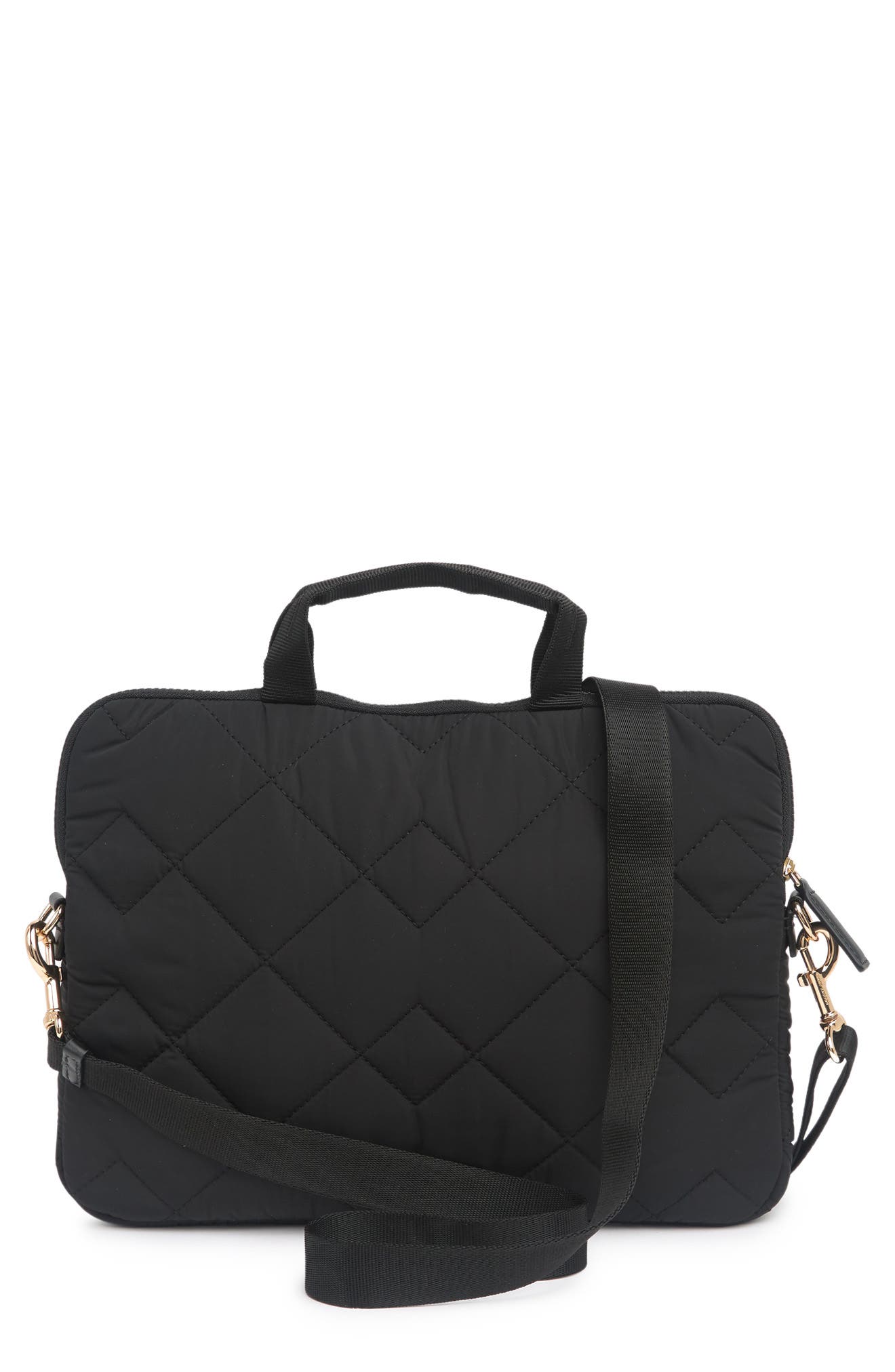 Marc Jacobs Quilted Nylon Laptop Bag, Alternate, color, Black