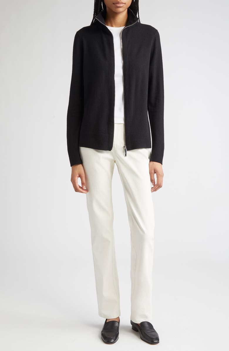 Lafayette 148 New York Stand Collar Zip Front Cardigan, Alternate, color,