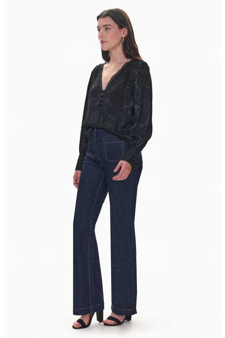 Audrey Jacquard Blouse, Alternate, color, Noir