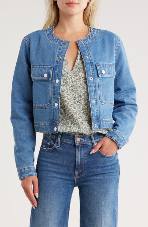 Brandy Quilted Lined Crop Denim Jacket