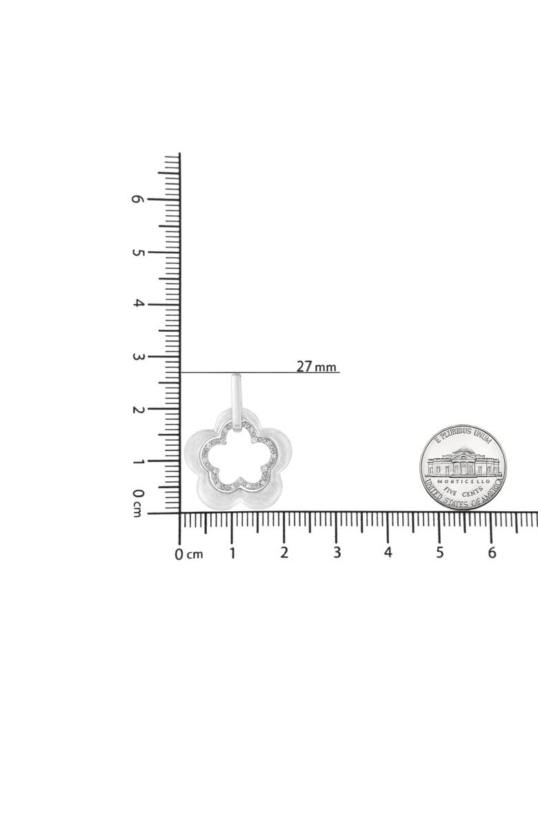 Haus of Brilliance Matte Finished Silver Diamond Accent Double Flower Shape Satin Pendant Necklace, Alternate, color, White