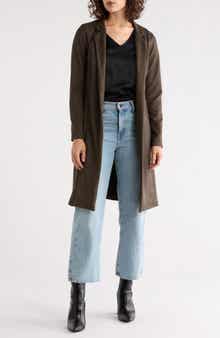 Renee C Faux Suede Longline Coat