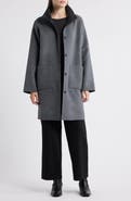 Eileen Fisher Stand Collar Reversible Wool & Cashmere Coat
