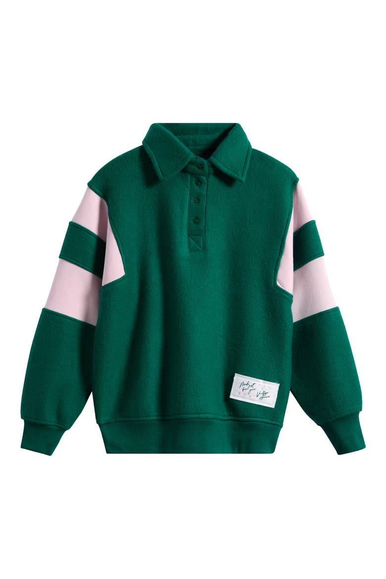 Kids' Colorblocked Polo Sweatshirt, Main, color, ALPINE/ PINK
