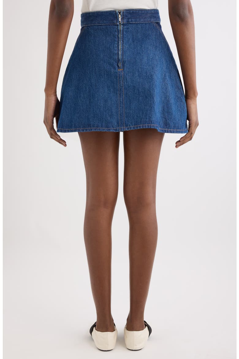 Cocoon Denim Miniskirt, Alternate, color, MEDIUM BLUE