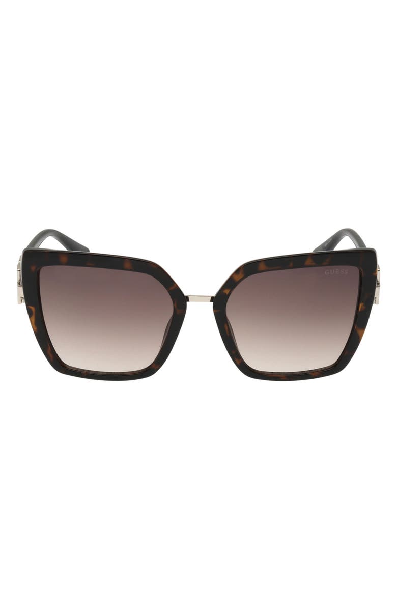 GUESS 55mm Square Sunglasses, Main, color, Dark Havana / Gradient Brown