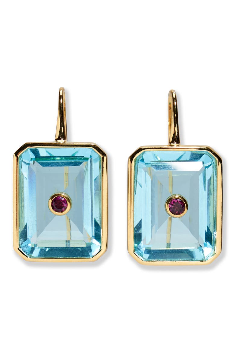 Poolside Tile Drop Earrings, Main, color, BLUE