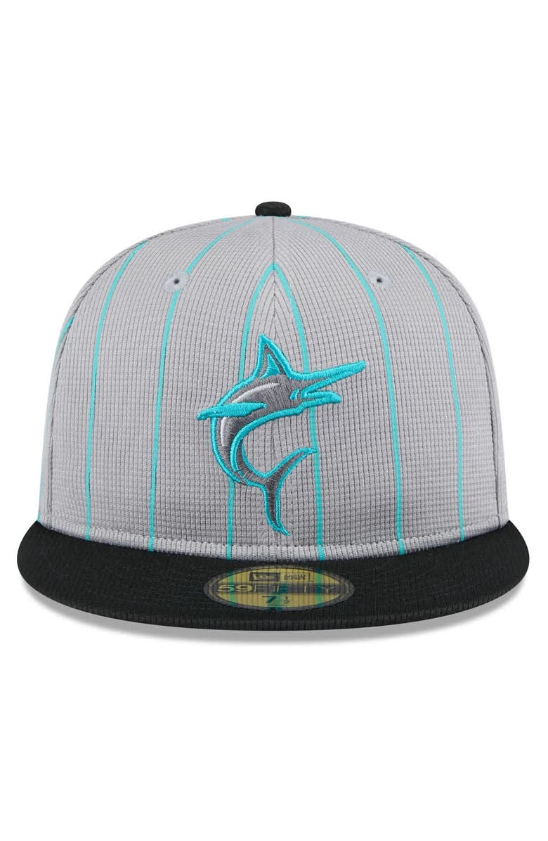 New Era Men's New Era  Gray/Black Miami Marlins 2025 Batting Practice 59FIFTY Fitted Hat, Alternate, color, Gray