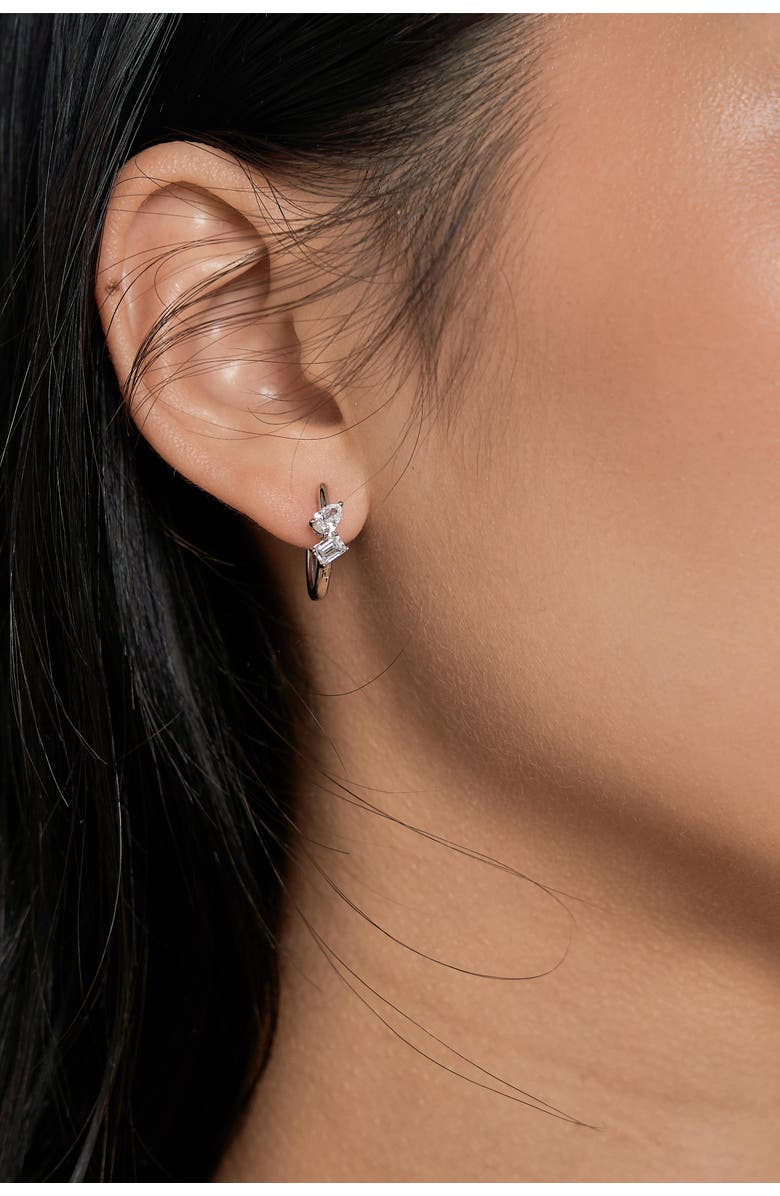 LuvMyJewelry Saela 14K Gold Lab Grown Diamond Huggies - 0.75 Ct, Alternate, color, 14K White Gold