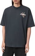 AllSaints Valen Oversize Floral Logo Graphic T-Shirt