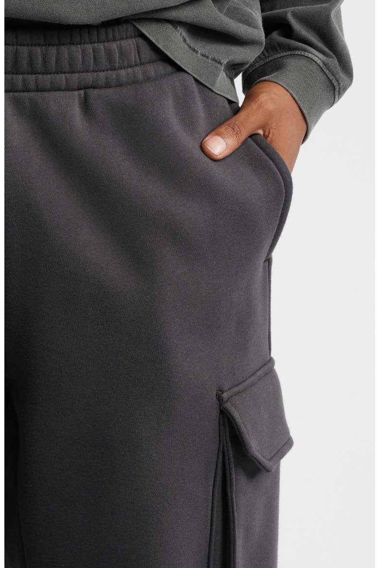 Fleece Cargo Pants, Alternate, color, BLACK FADED