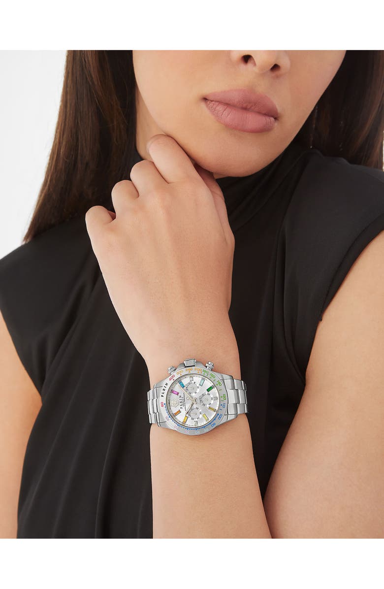 PHILIPP PLEIN Nobile Silicone Strap Chronograph Watch, 43mm, Alternate, color, Stainless Steel