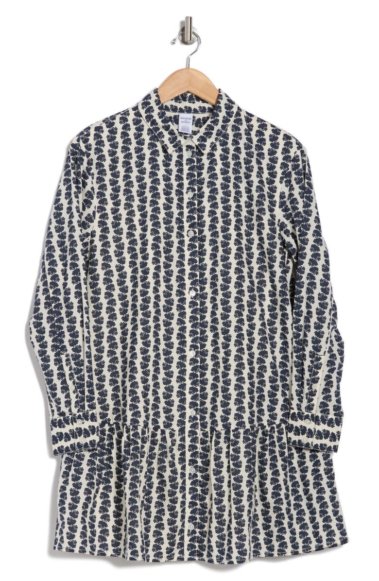 Melrose and Market Ruffle Hem Long Sleeve Cotton Shirtdress, Alternate, color, 