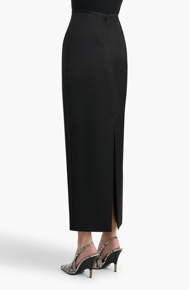 Khaite Winton Double Face Satin Pencil Skirt, Alternate, color, Black