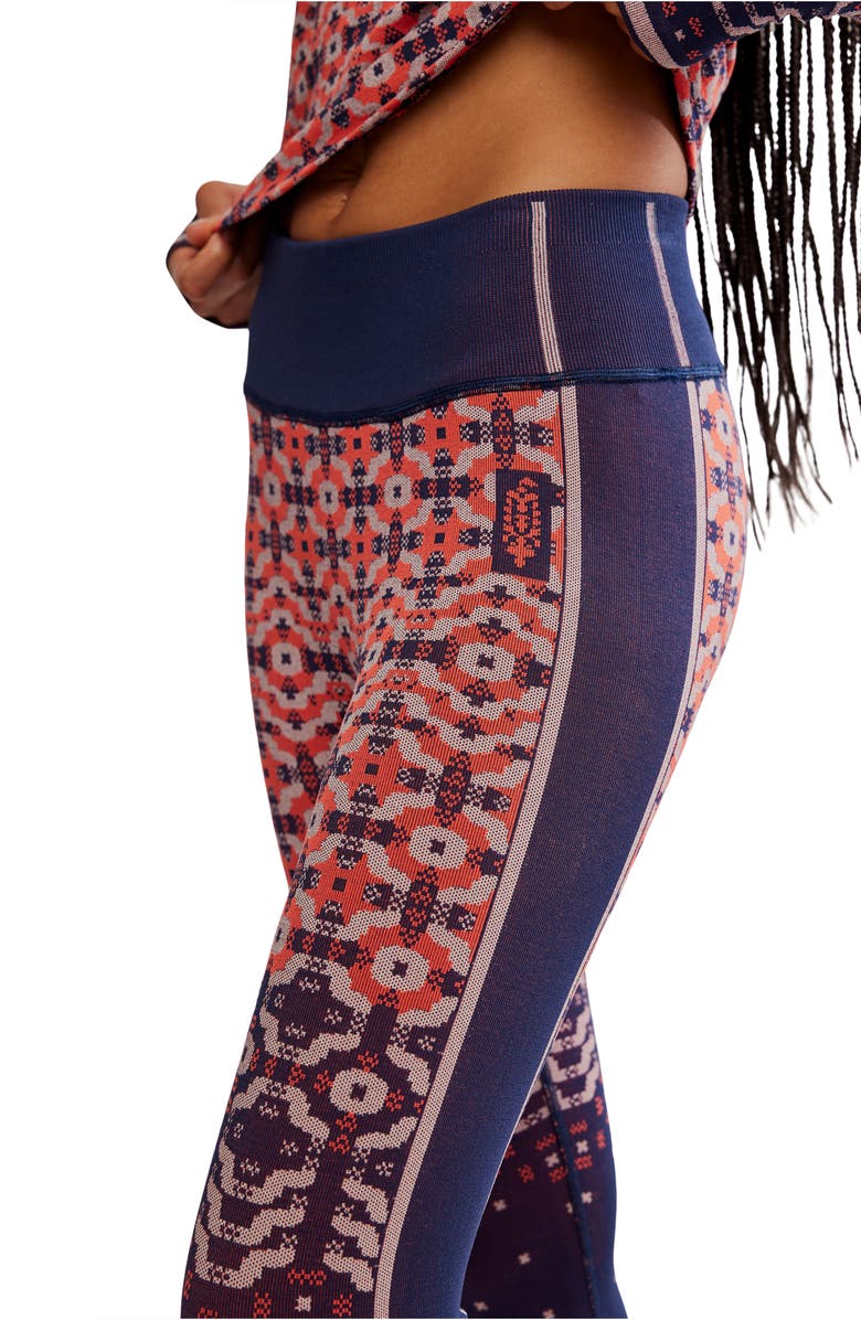 Free People FP Movement Myoko Jacquard Leggings, Alternate, color, Apres Navy Combo