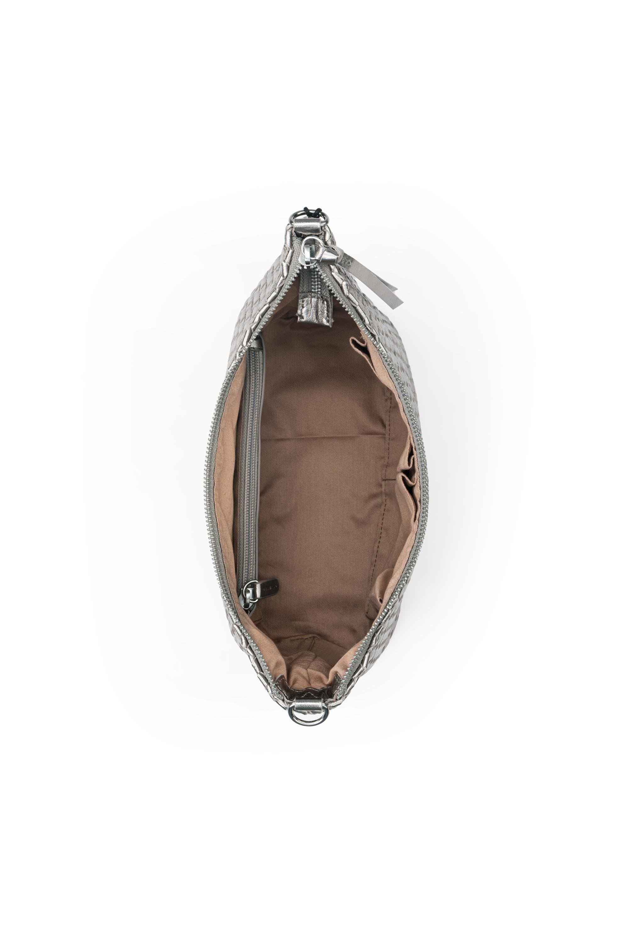 Juniper Small Hobo Leather Bag, Alternate, color, Pyrite Woven