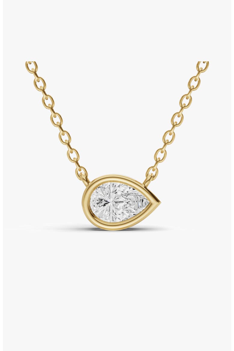 14K Gold 0.5 ct Lab-Grown Pear Diamond Bezel Solitaire Pendant, Main, color, Yellow Gold