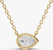 SEREIA OFFICIAL 14K Gold 0.5 ct Lab-Grown Pear Diamond Bezel Solitaire Pendant