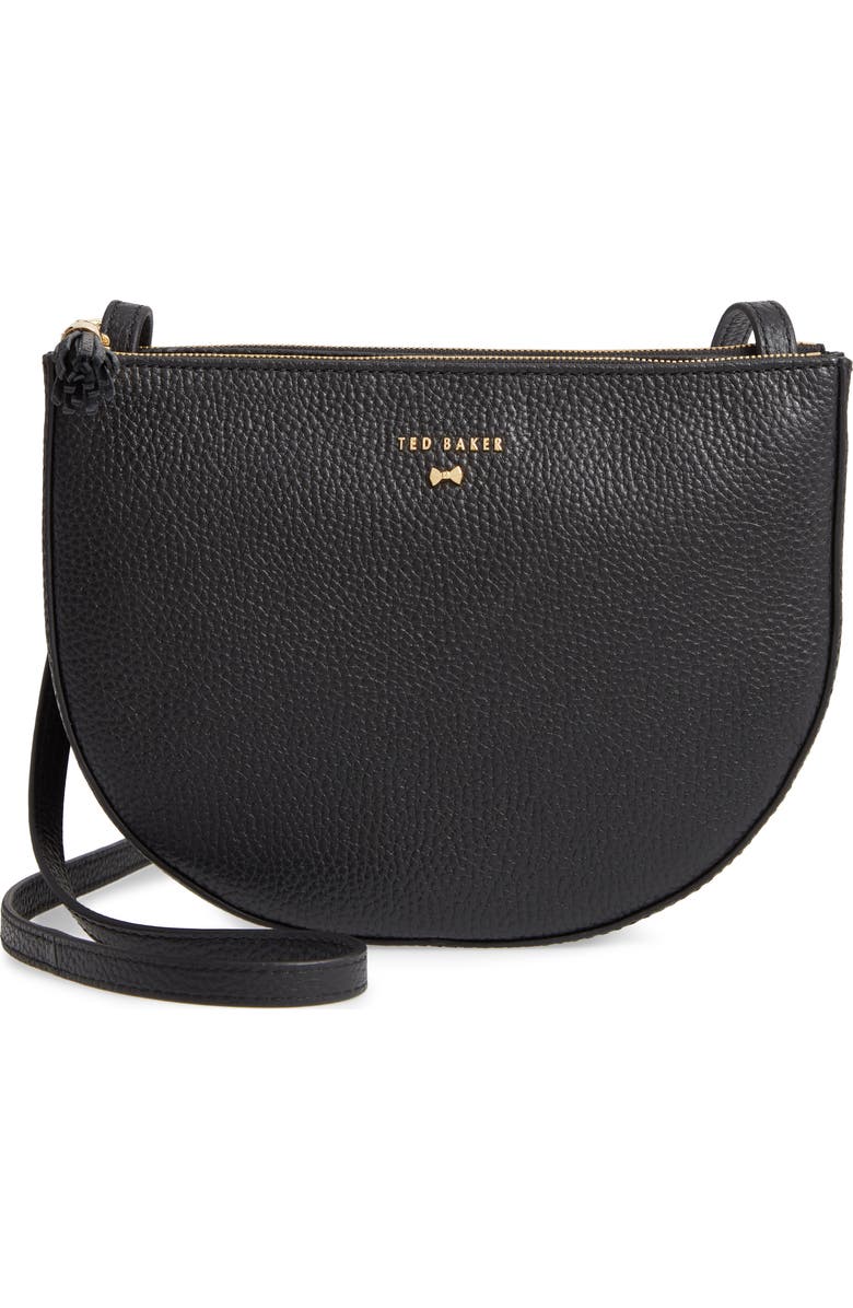 Ted Baker London Suzzane Semi Circle Double Zip Leather Crossbody Bag, Main, color,